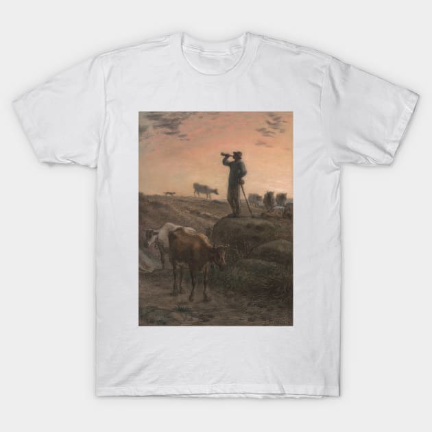 Calling Home the Cows by Jean-Francois Millet T-Shirt by Classic Art Stall